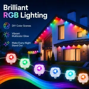 30M Smart Outdoor RGB LED Eave Lights with App & Music Sync (72 LEDs) - Thumbnail Image 4