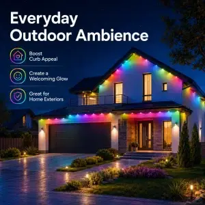 30M Smart Outdoor RGB LED Eave Lights with App & Music Sync (72 LEDs) - Thumbnail Image 5