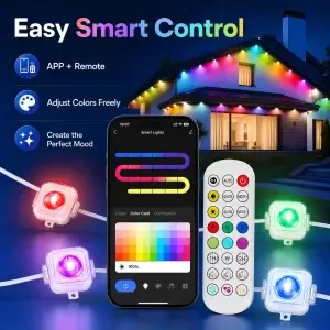 30M Smart Outdoor RGB LED Eave Lights with App & Music Sync (72 LEDs) - Thumbnail Image 3