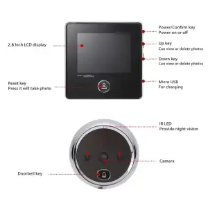 KAK 2.8" LCD Smart Digital Peephole Doorbell Camera - Thumbnail Image 5