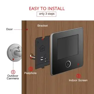 KAK 2.8" LCD Smart Digital Peephole Doorbell Camera - Thumbnail Image 4