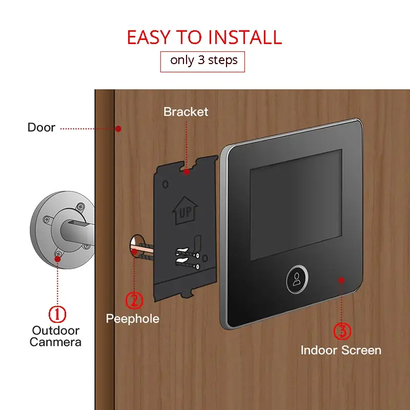 KAK 2.8" LCD Smart Digital Peephole Doorbell Camera - Image 4