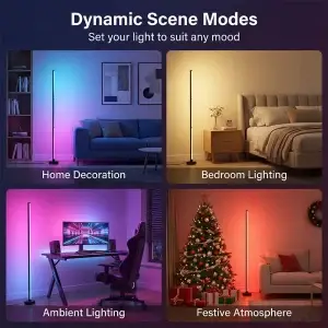 Modern Smart RGB LED Floor Lamp with Remote Control, App & Music Sync - Thumbnail Image 6