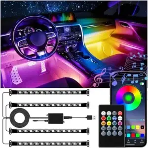 Smart RGB Ambient Interior Car LED Lights with App & Remote Control with Music Sync