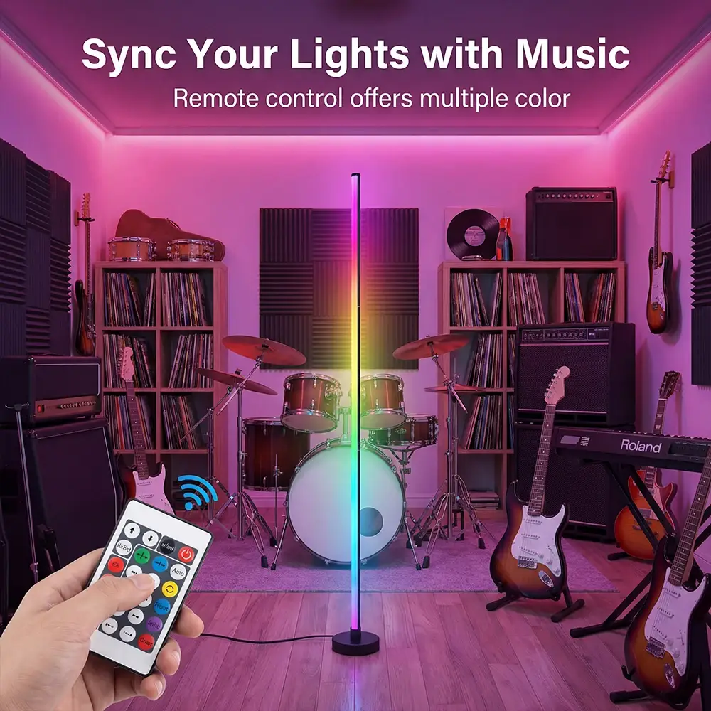 Modern Smart RGB LED Floor Lamp with Remote Control, App & Music Sync - Image 2