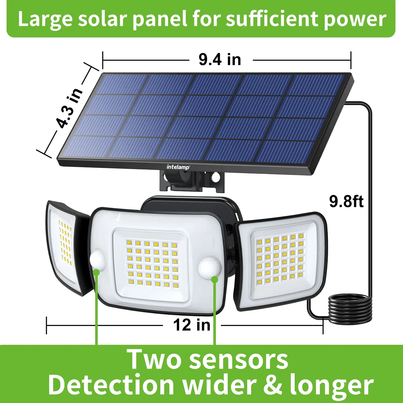 Intelamp Outdoor Solar LED Light – 6000mAh Battery & Dual Motion Sensors - Image 3