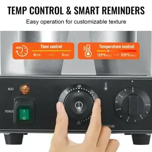 SucceBuy Commercial 1230W Non-Stick Belgian Waffle Maker with Timer - Thumbnail Image 4