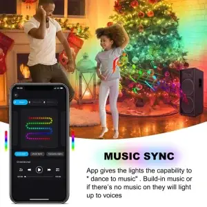 Smart Christmas Tree LED Lights with Star Topper, Bluetooth APP Control, Timer, & Music Sync - Thumbnail Image 3