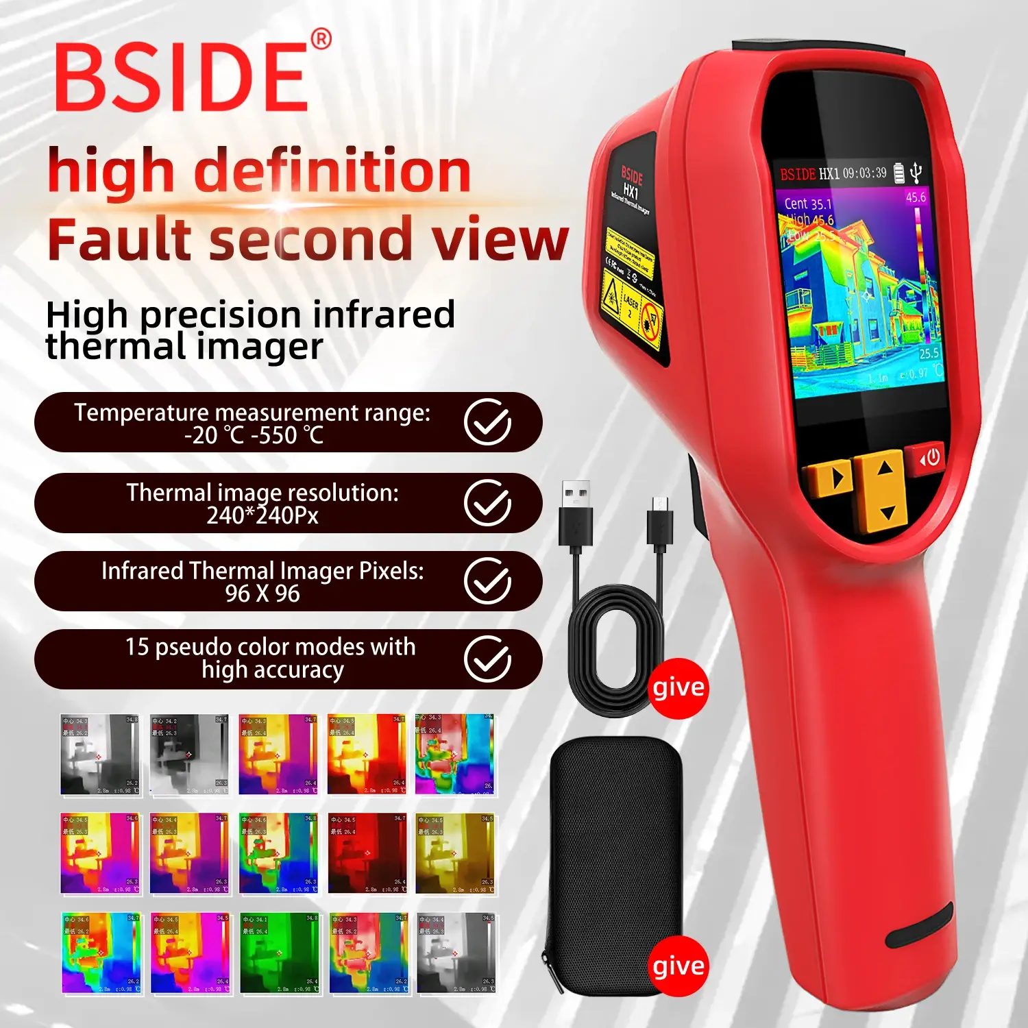 BSIDE Professional Handheld Thermal Imaging Camera (-20°C to 550°C) with PC Software - Image 2