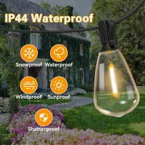 200FT Shatterproof Outdoor ST38 LED Globe String Lights with Bulbs - Thumbnail Image 2