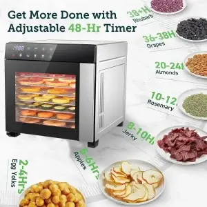 8-Tray Digital Stainless Steel Food Dehydrator with Timer - Thumbnail Image 6