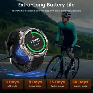 KOSPET TANK T3 Ultra Rugged Fitness Smartwatch with GPS - Thumbnail Image 4
