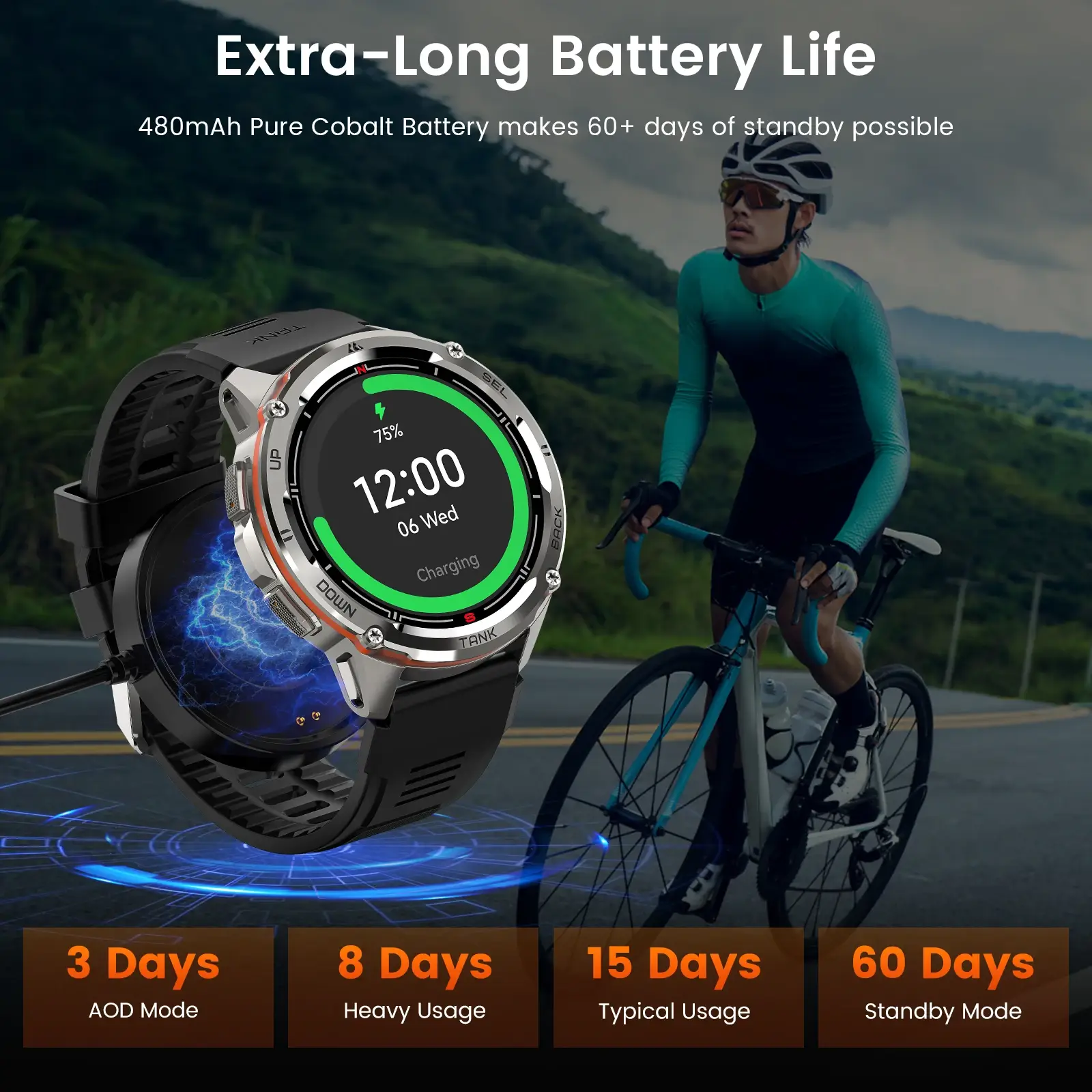KOSPET TANK T3 Ultra Rugged Fitness Smartwatch with GPS - Image 4