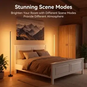 Modern Smart RGB LED Floor Lamp with Remote Control, App & Music Sync - Thumbnail Image 3