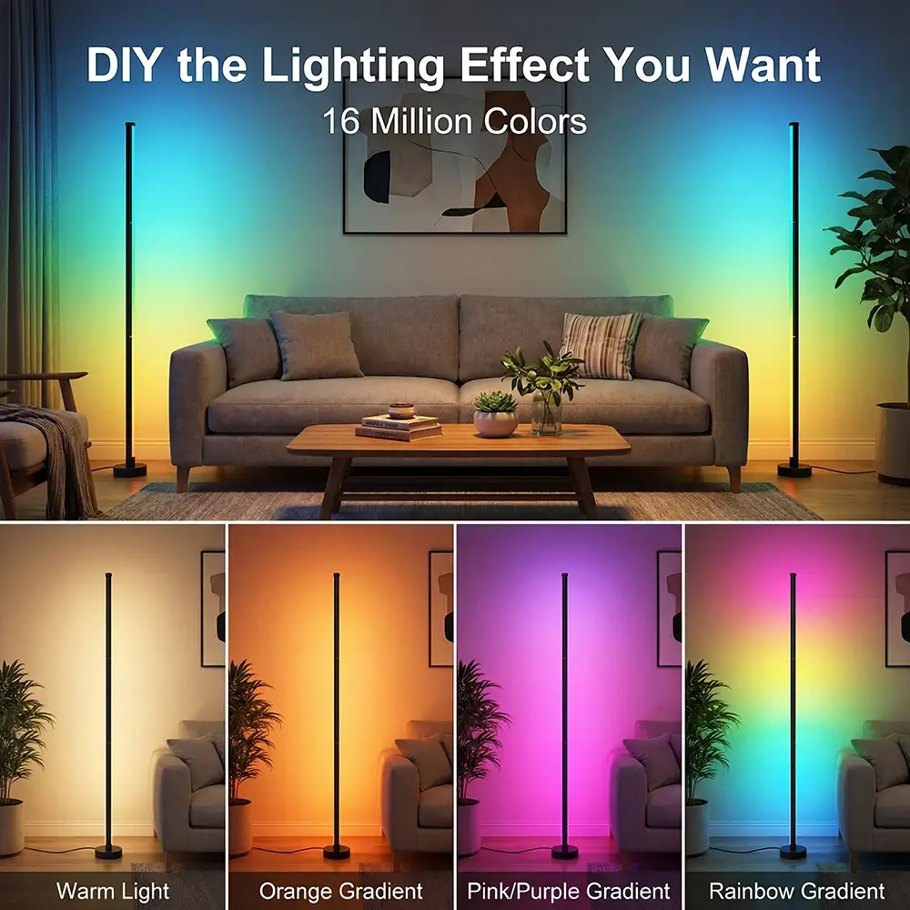 Modern Smart RGB LED Floor Lamp with Remote Control, App & Music Sync - Image 1