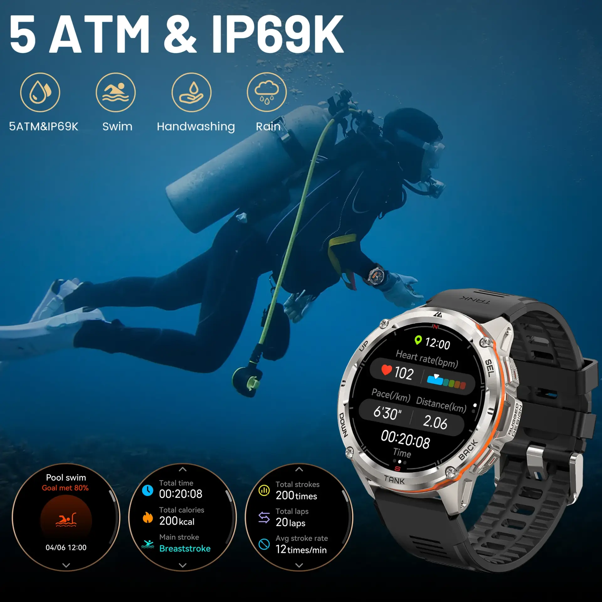 KOSPET TANK T3 Ultra Rugged Fitness Smartwatch with GPS - Image 3