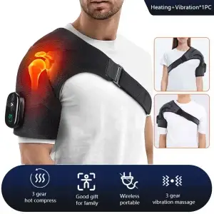 Adjustable Electric Heated Shoulder Massager Brace with Vibration(Fits Left & Right)