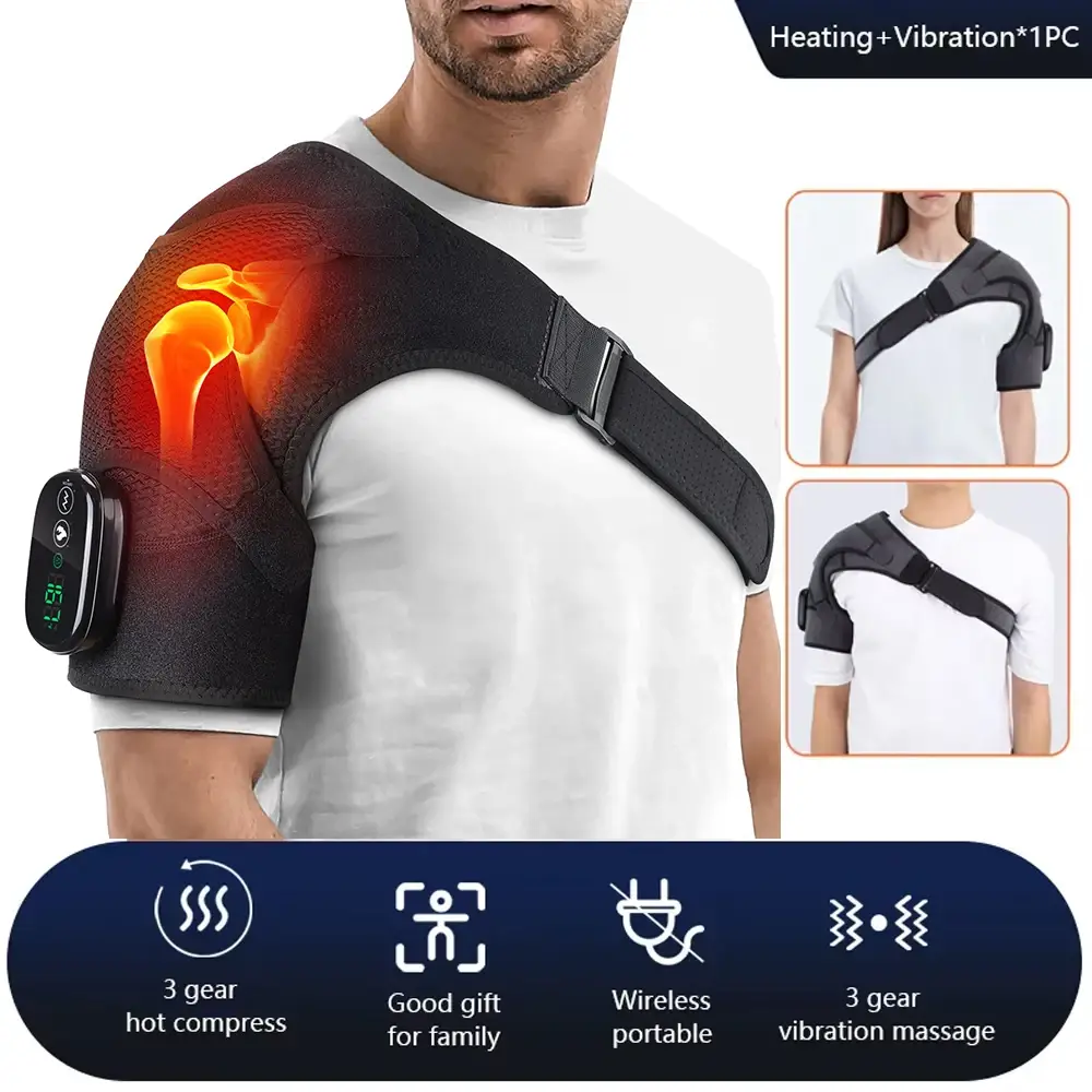 Adjustable Electric Heated Shoulder Massager Brace with Vibration(Fits Left & Right) - Image 1