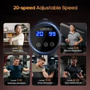 Hot & Cold Deep Tissue Massage Gun with 7 Heads & Case - Thumbnail Image 5
