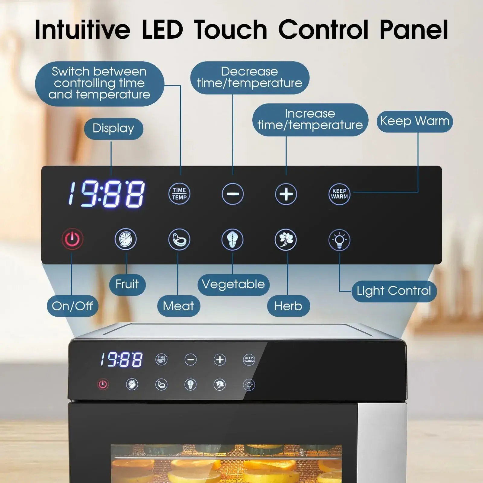 8-Tray Digital Stainless Steel Food Dehydrator with Timer - Image 2