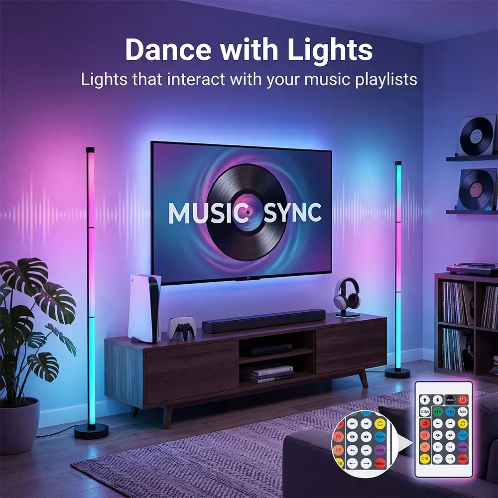 Modern Smart RGB LED Floor Lamp with Remote Control, App & Music Sync - Image 4
