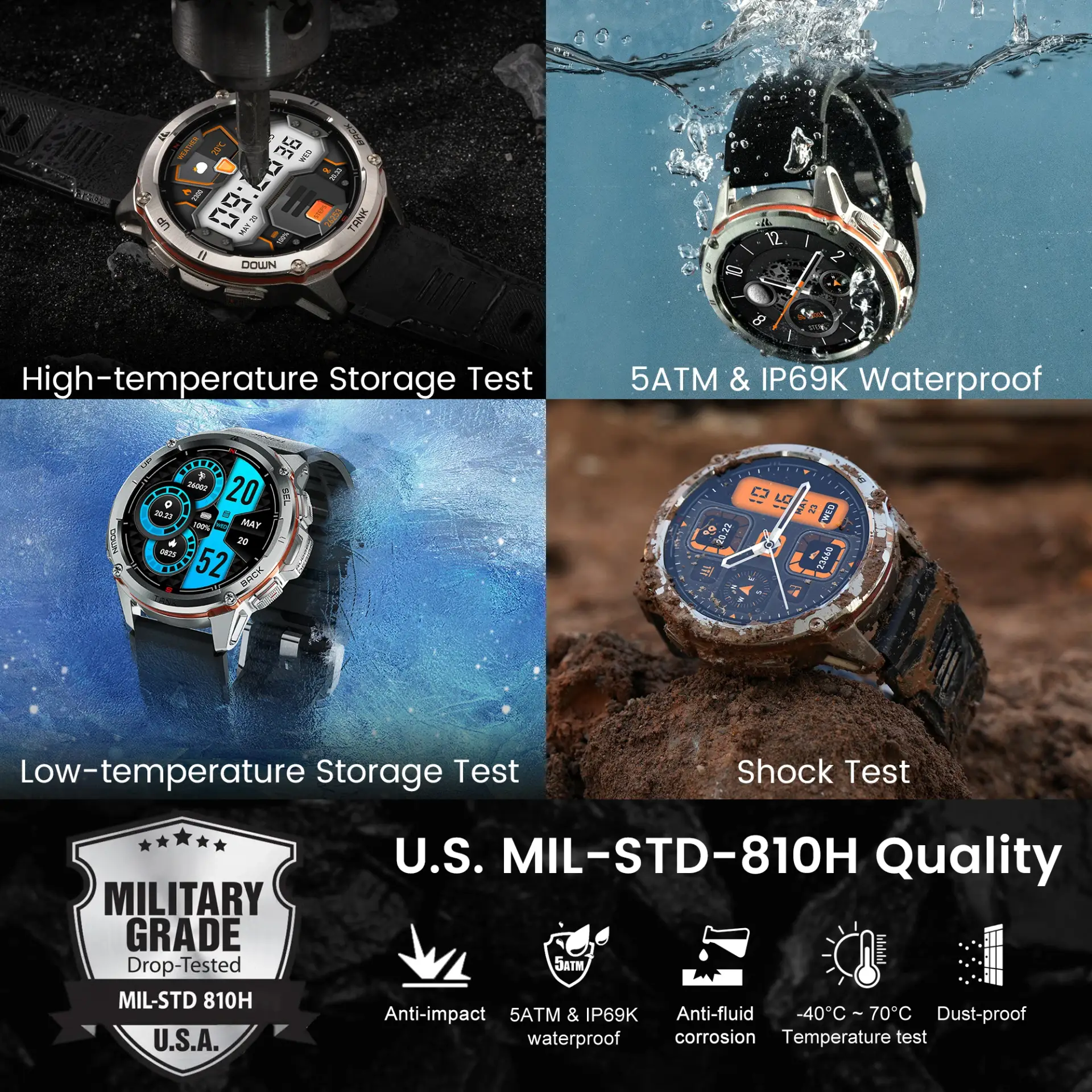 KOSPET TANK T3 Ultra Rugged Fitness Smartwatch with GPS - Image 2