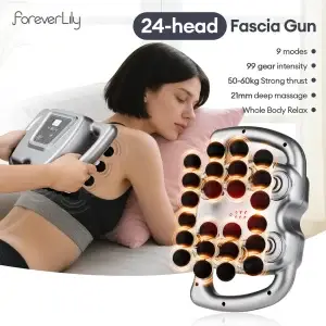 24-Head Fascia Gun 99 Levels Strength High-Frequency Vibration Body Massage Gun Back and Waist, Neck and Shoulder Massager