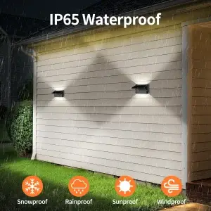 Intelamp 2-Pack Outdoor Solar Wall Lights with Remote (3 Color Modes) - Thumbnail Image 3
