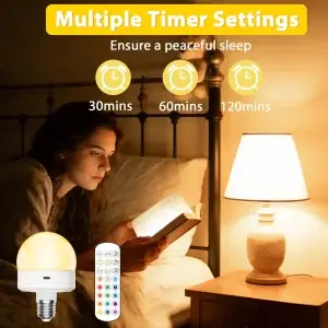 2-Pack Dimmable Rechargeable Magnetic LED Light Bulbs with Remote & Timer - Thumbnail Image 4