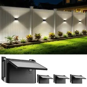 Intelamp 2-Pack Outdoor Solar Wall Lights with Remote (3 Color Modes)