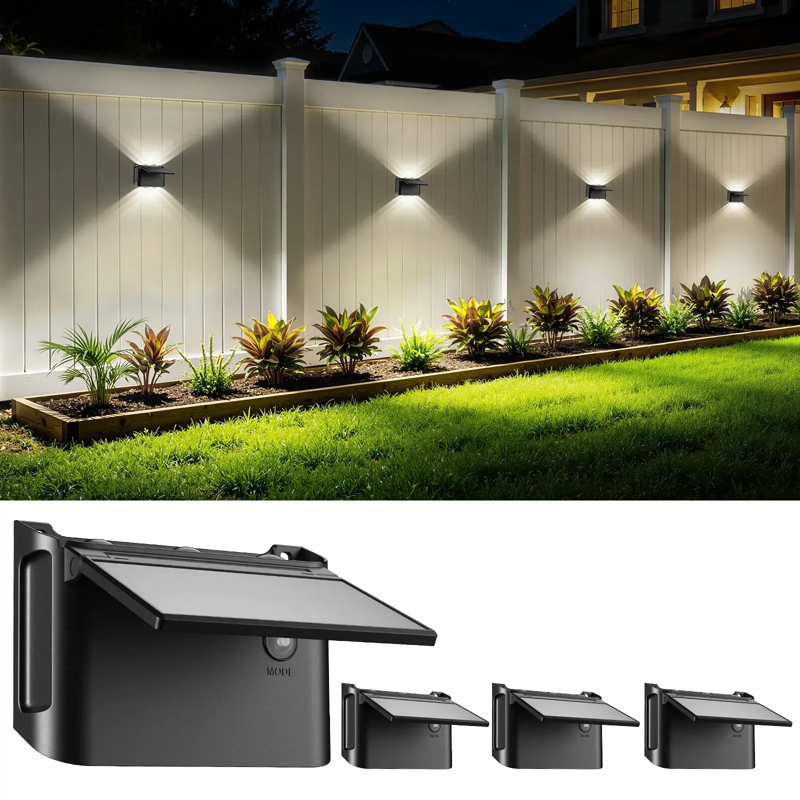 Intelamp 2-Pack Outdoor Solar Wall Lights with Remote (3 Color Modes) - Image 1