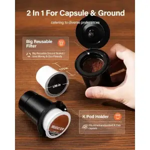 Single Serve Hot & Iced Coffee Maker for K-Cup & Ground coffee - Thumbnail Image 3