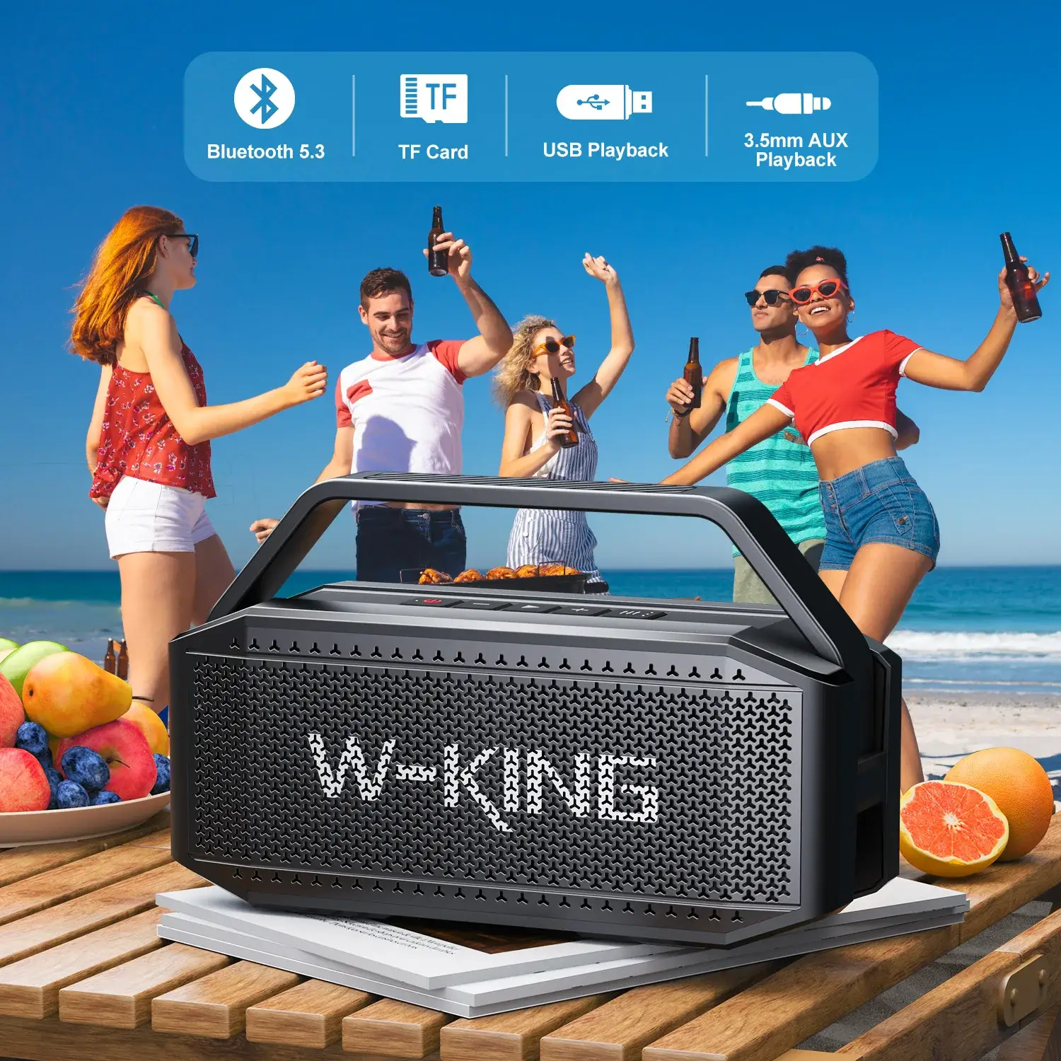 W-KING D9-1 IPX6 100W Peak Waterproof Portable Bluetooth Speaker - Image 3