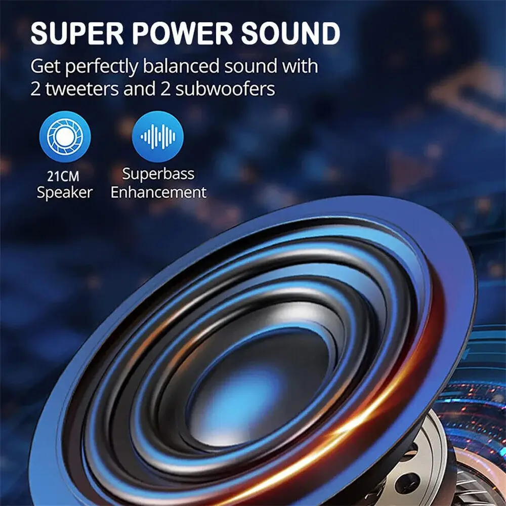 3000W Portable Bluetooth Party Speaker with Subwoofer - Image 2