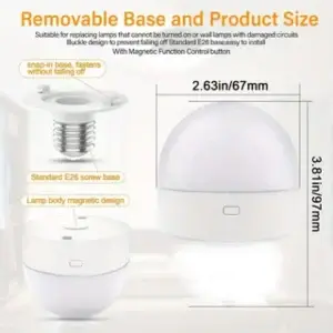 2-Pack Dimmable Rechargeable Magnetic LED Light Bulbs with Remote & Timer - Thumbnail Image 6