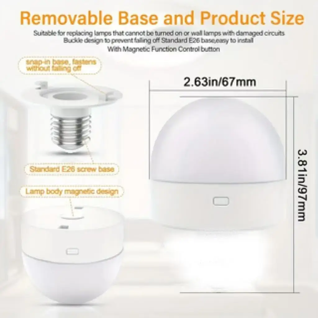 2-Pack Dimmable Rechargeable Magnetic LED Light Bulbs with Remote & Timer - Image 6