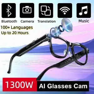 Smart AI Glasses with Camera, Translator & Bluetooth Audio