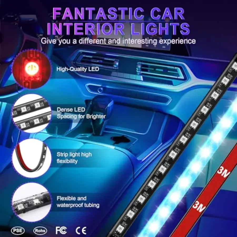 Smart RGB Ambient Interior Car LED Lights with App & Remote Control with Music Sync - Image 6