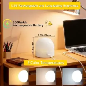 2-Pack Dimmable Rechargeable Magnetic LED Light Bulbs with Remote & Timer - Thumbnail Image 2