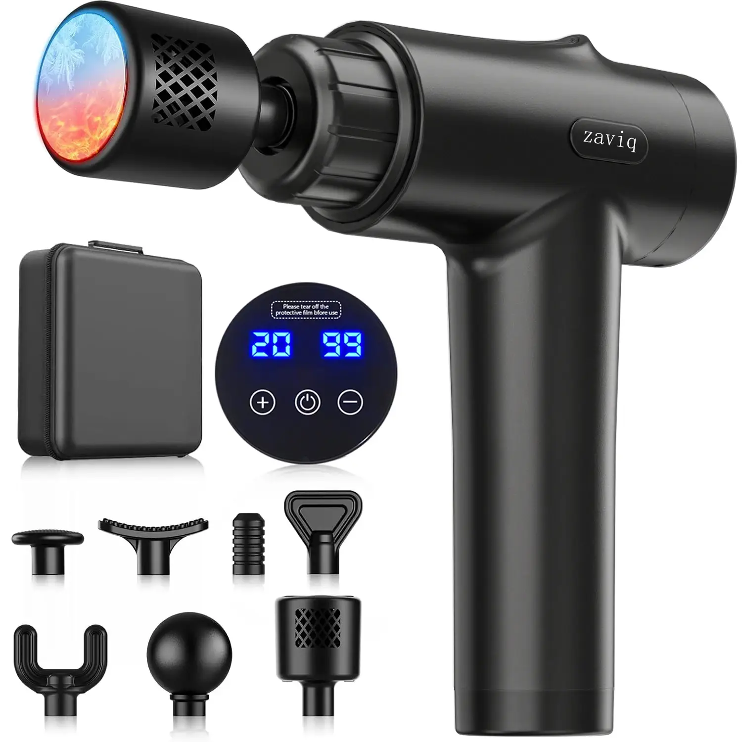 Hot & Cold Deep Tissue Massage Gun with 7 Heads & Case - Image 1