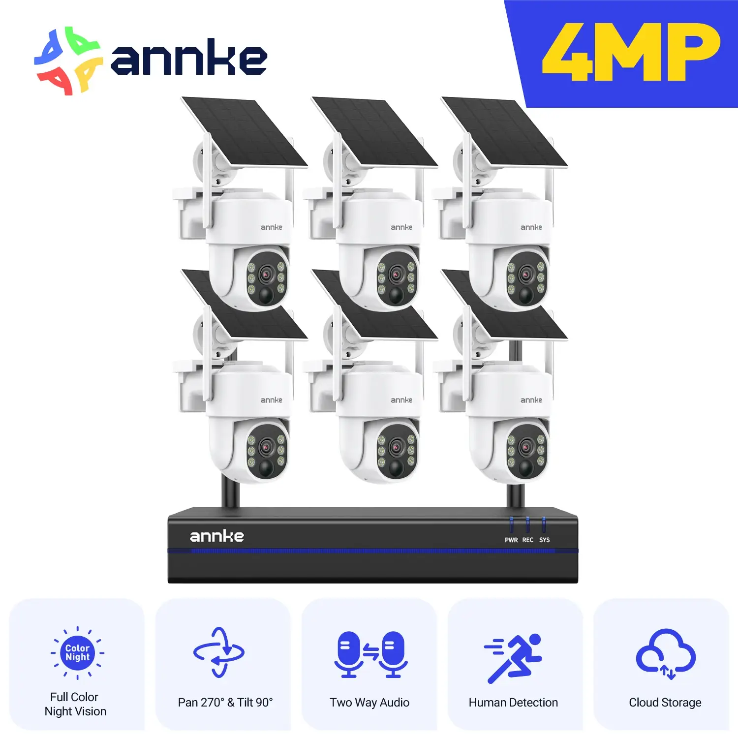 ANNKE 4MP Outdoor Security Solar Wireless PT Camera System with 16CH NVR - Image 2