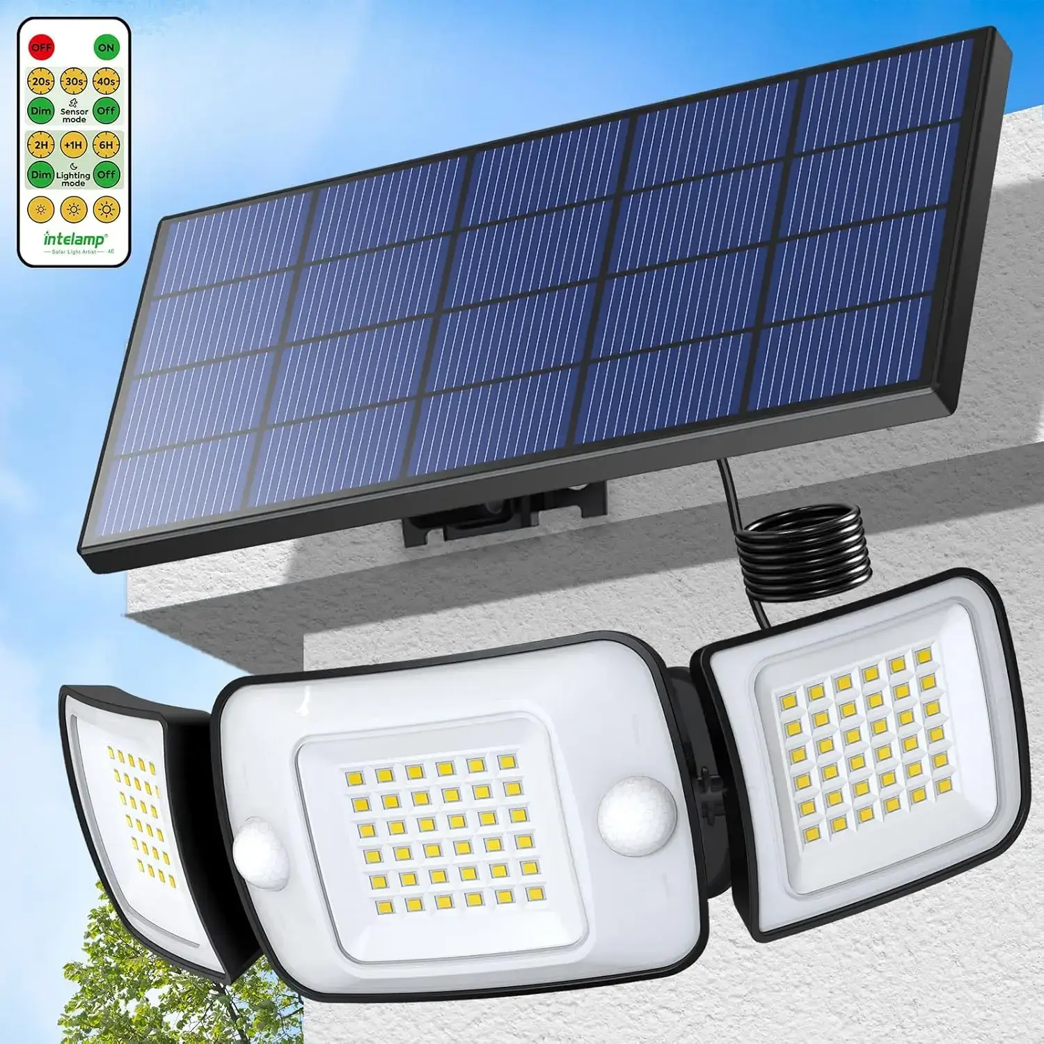 Intelamp Outdoor Solar LED Light – 6000mAh Battery & Dual Motion Sensors - Image 1