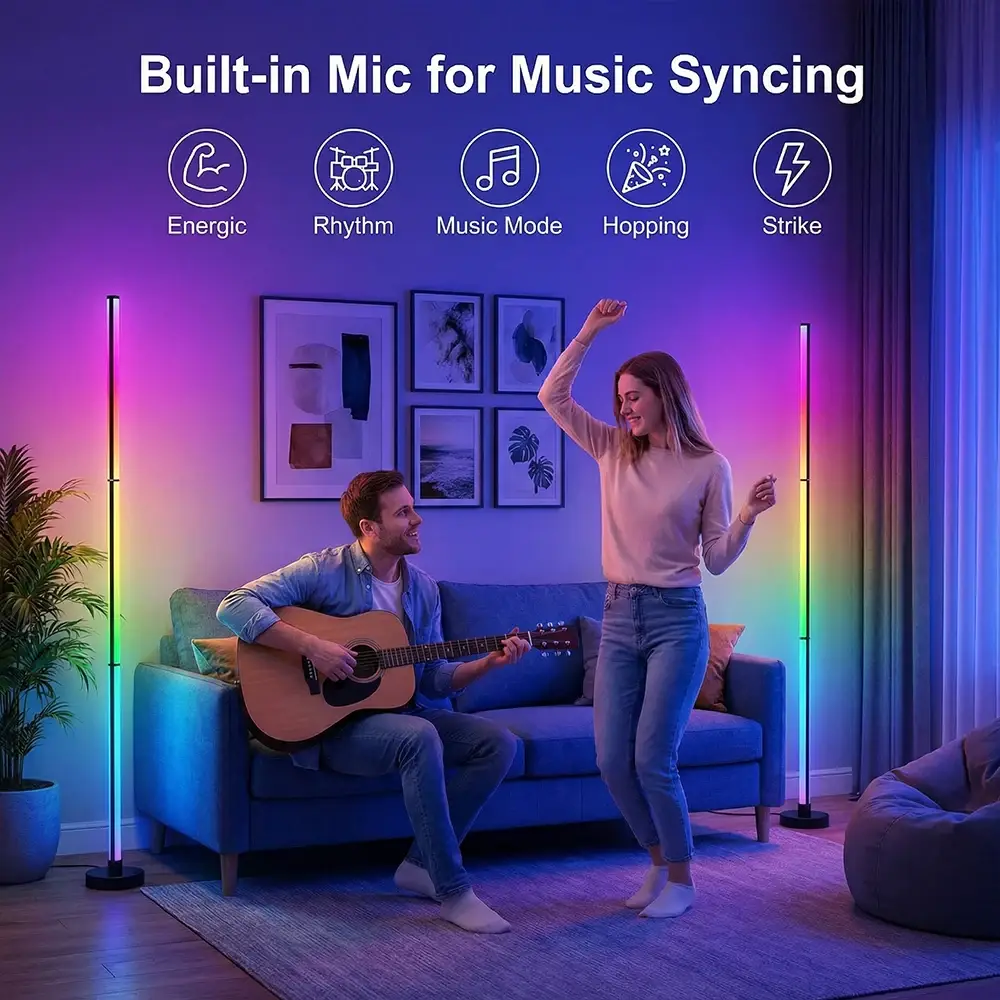 Modern Smart RGB LED Floor Lamp with Remote Control, App & Music Sync - Image 5