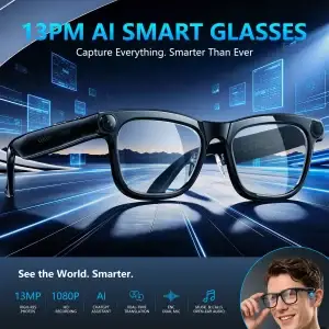 KAIGERR Smart Glasses – 13MP  4K AI Camera & Bluetooth Audio