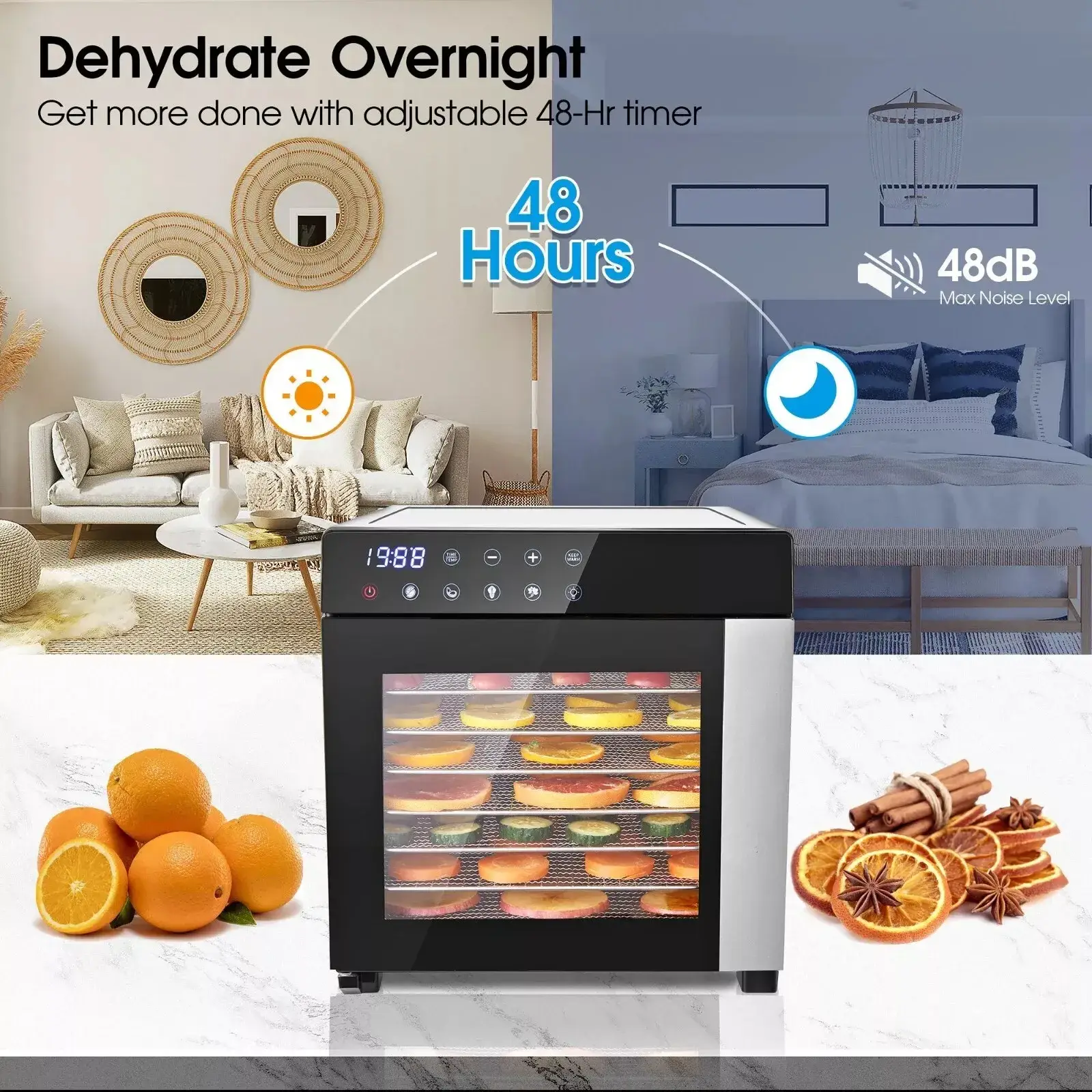 8-Tray Digital Stainless Steel Food Dehydrator with Timer - Image 4