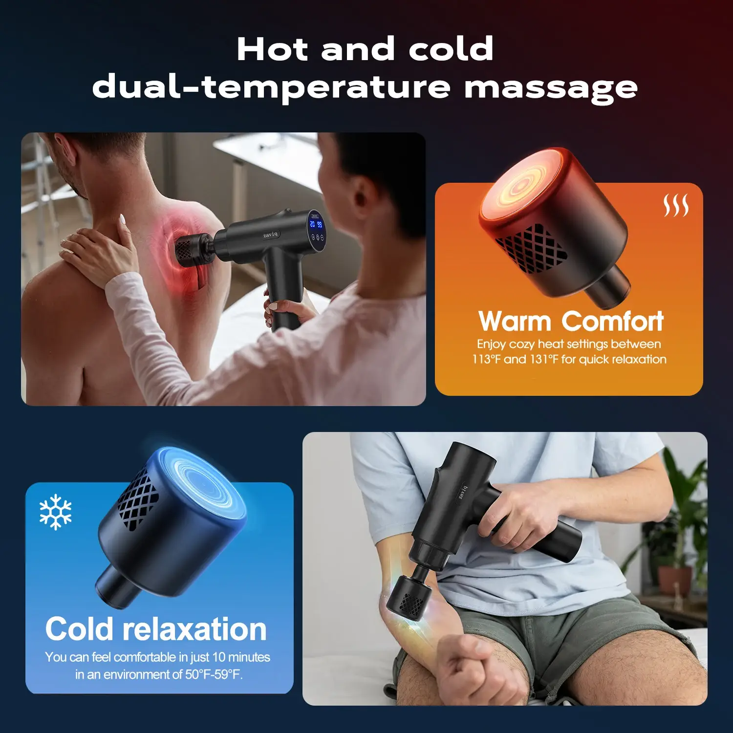 Hot & Cold Deep Tissue Massage Gun with 7 Heads & Case - Image 3