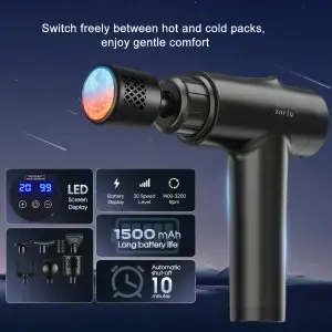 Hot & Cold Deep Tissue Massage Gun with 7 Heads & Case - Thumbnail Image 2