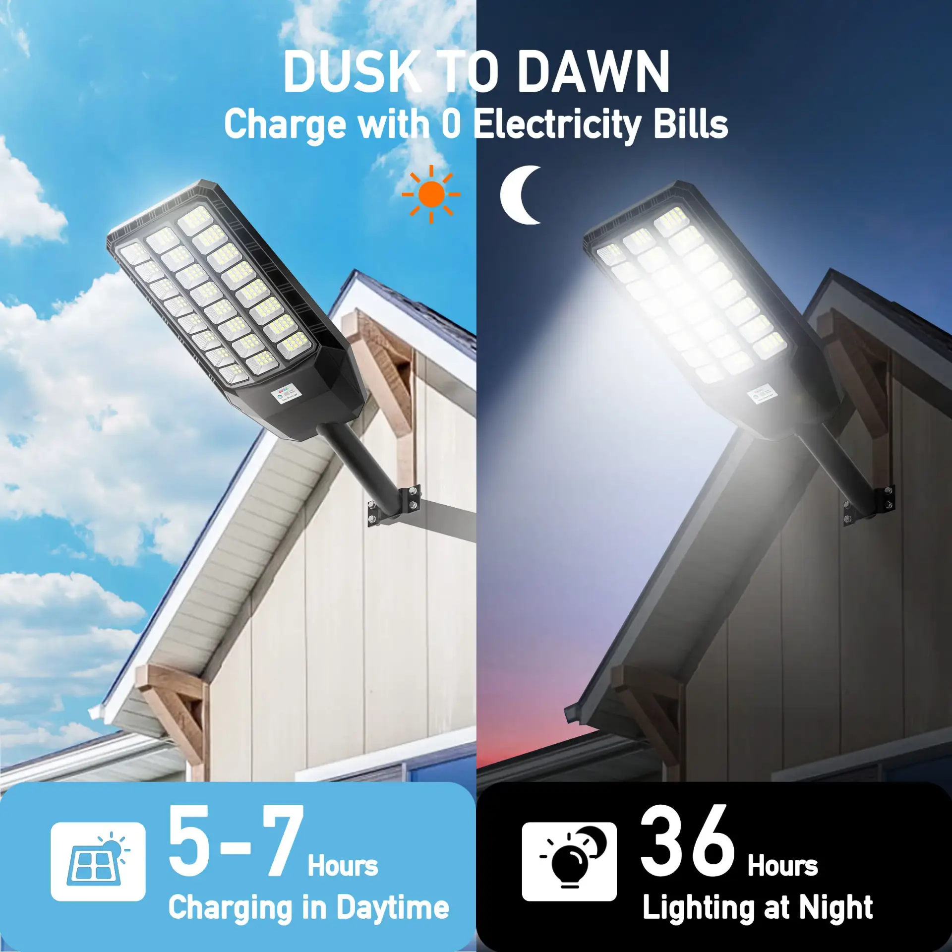 Outdoor Dusk-to-Dawn Solar LED Street Light with Motion Sensor & Remote - Image 2