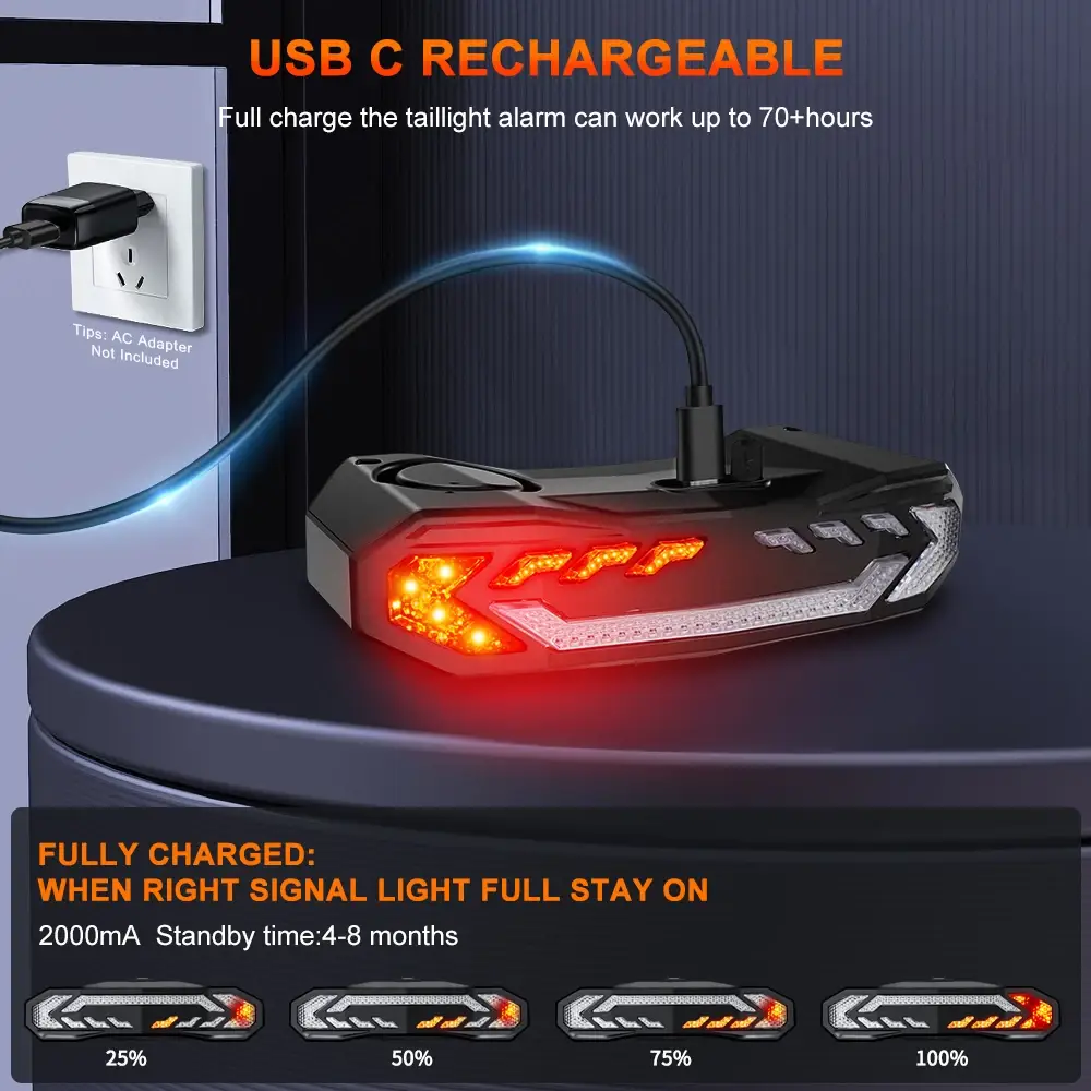 Smart Waterproof Anti-Theft Bike Tail Light & Motion Alarm - Image 2