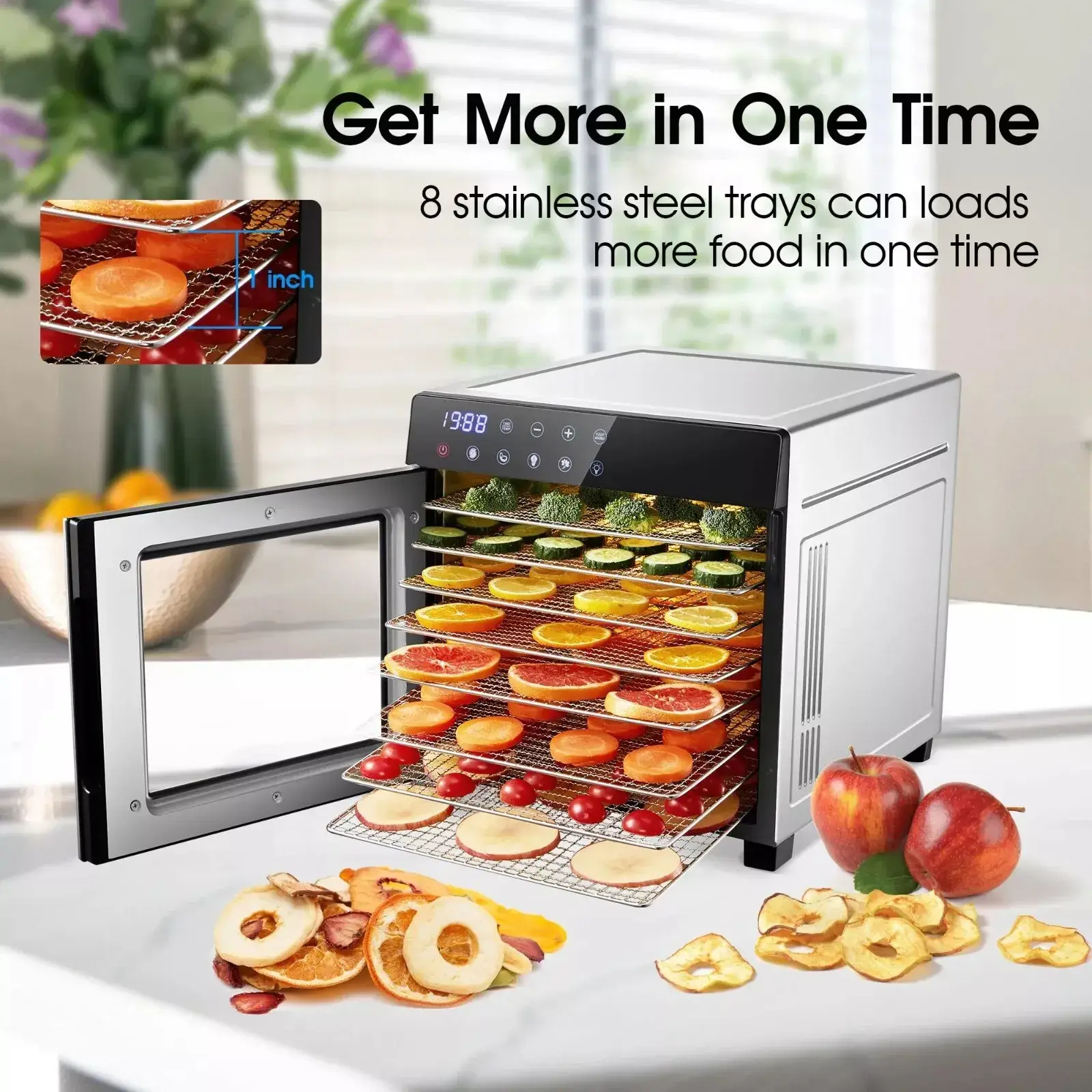 8-Tray Digital Stainless Steel Food Dehydrator with Timer - Image 3